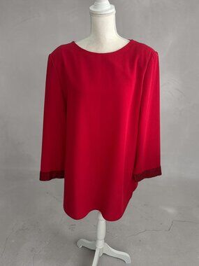 URSULA OF SWITZERLAND Red Beaded Shift Dress Size 16